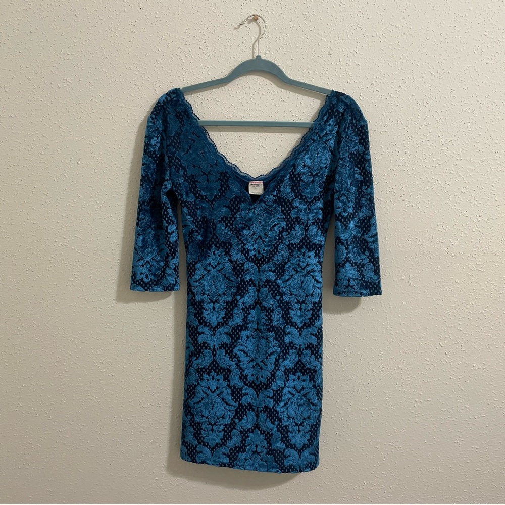 Intimately Free People Fair Maiden Blue Velvet Dress